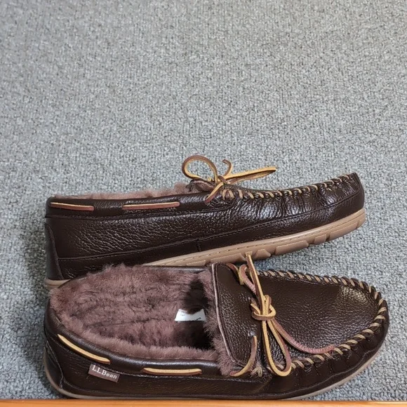 L.L. Bean Wicked Good Moccasins Moosehide Slipper Chocolate Brown Size 11.0 - Picture 5 of 14